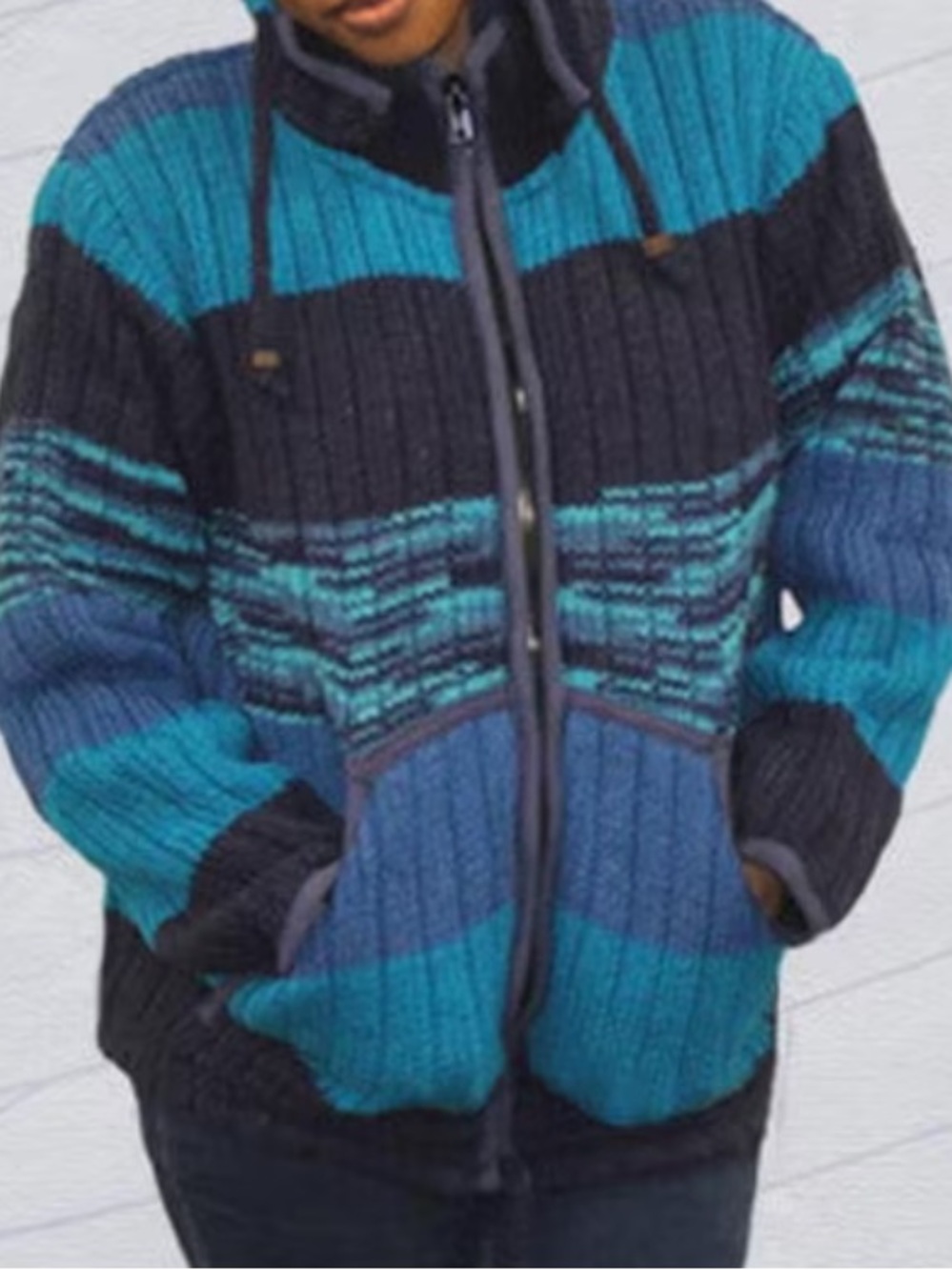 Northern Lifestyle Canada 100% Wool Lined Rib Jacket with Zip off Hood Unisex M